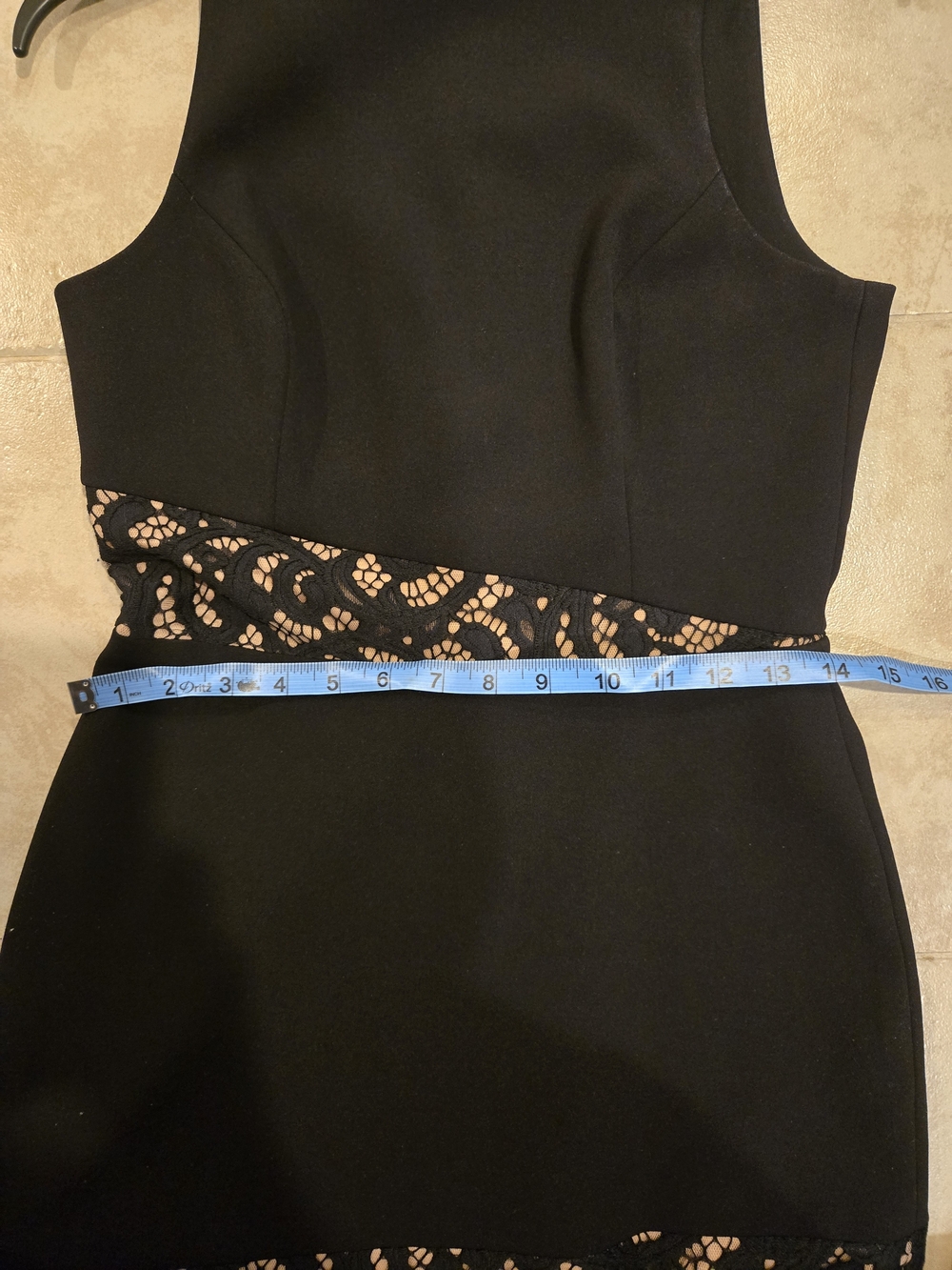BCBGMaxAzria Black Asymmetrical Lace-Panel Dress - Picture 9 of 13